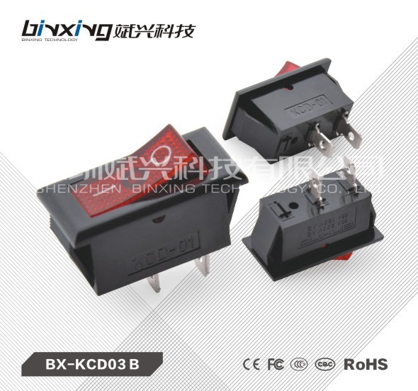 CQC CE certified two-legged red cover 13*30 boat-type skeleton switch High-end quality KCD3
