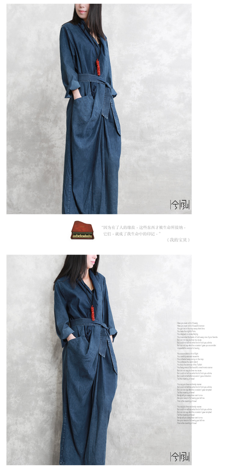 Bão mùa thu váy gốc deconstruction thiết kế denim váy đa chế tạo vành đai eo robes thời trang văn học ăn mặc váy đuôi cá dài qua gối