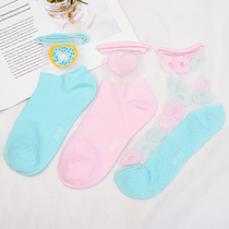 Japanese crystal silk socks ins tide doughnut glass socks in tube socks thin spring summer parent-child pine socks mother and daughter