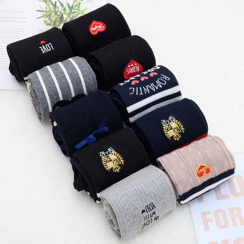 jk uniform socks black calf socks love embroidery ins tide female spring and autumn mid-tube socks cute Japanese soft girl socks