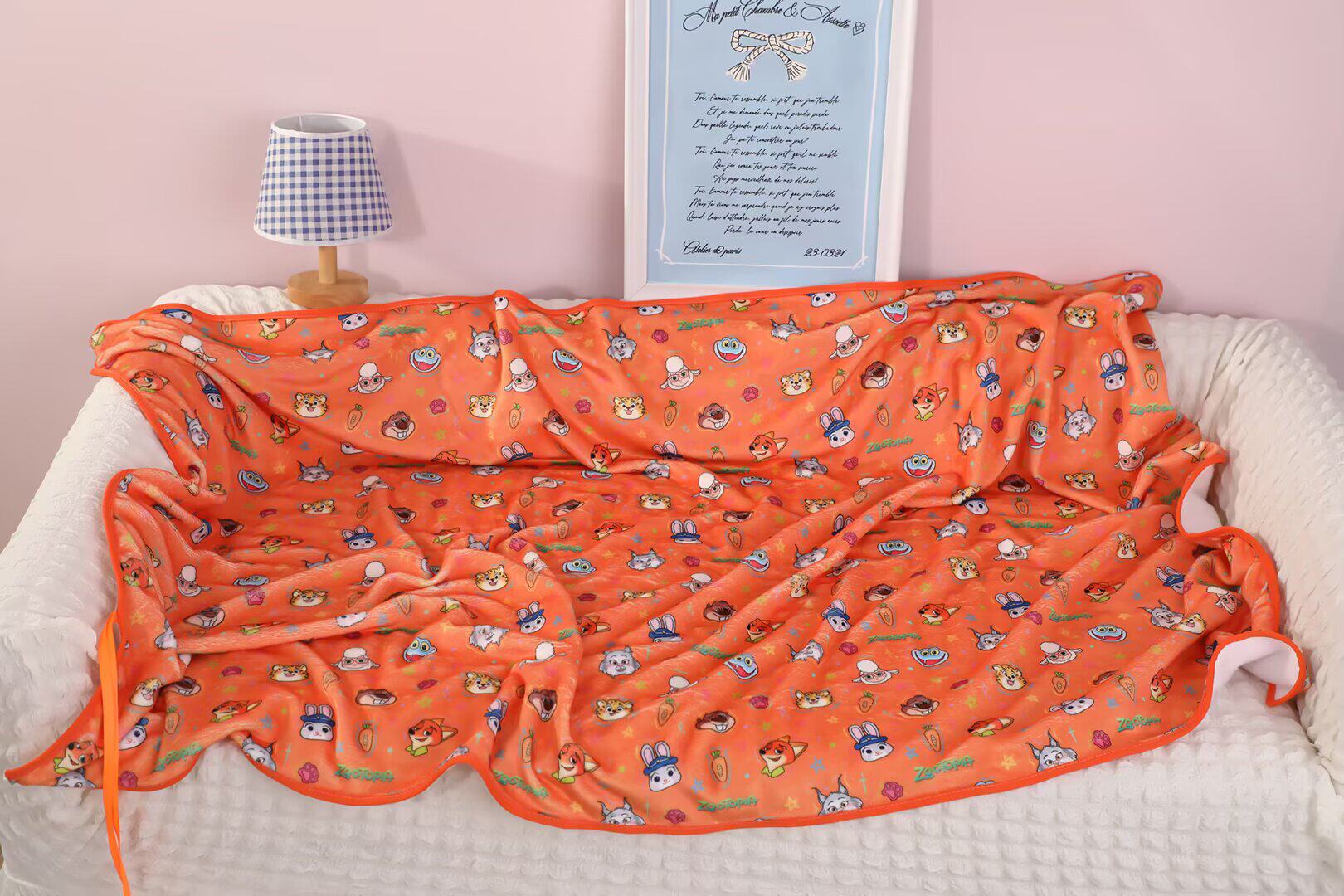 подушки-одеяла 疯狂动物城法兰绒毛毯玩具总动员午休盖塔办公室披肩学生空调毯子 Other home