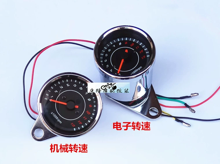 Xe máy retrofit retro mét tachometer LED chiếu sáng mạ điện cơ tachometer điện tử cảm ứng tachometer