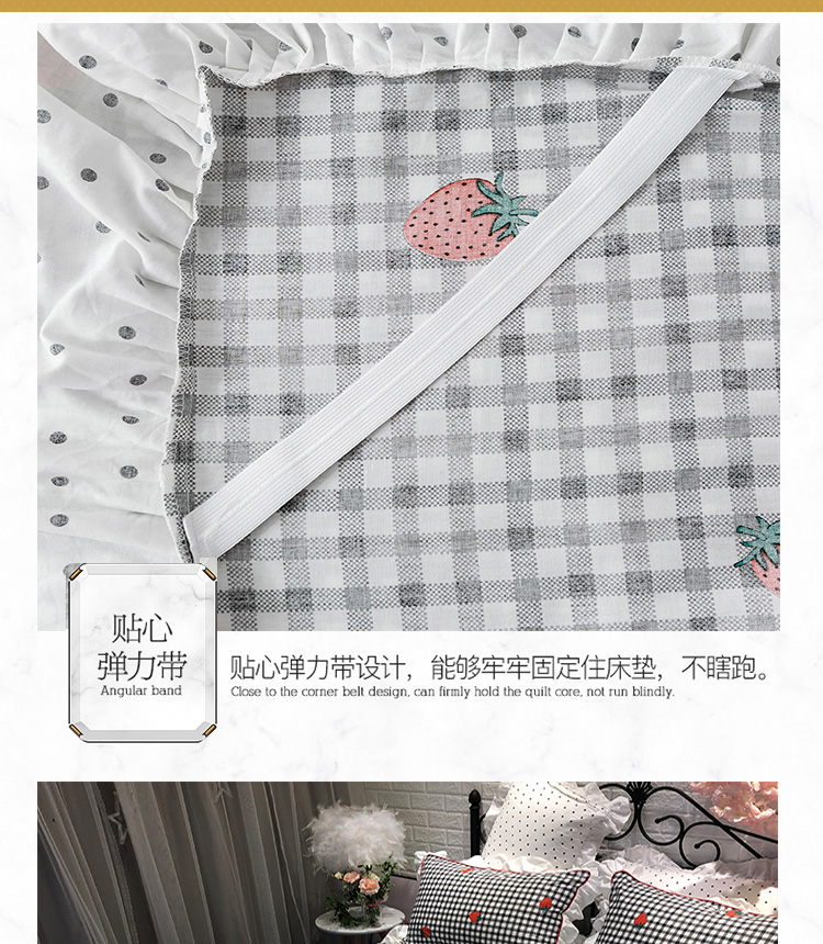 Váy ngủ công chúa gió bốn mảnh cotton 1,8m giường đôi ren ren chăn Hàn Quốc mùa hè - Bộ đồ giường bốn mảnh bộ chăn gối