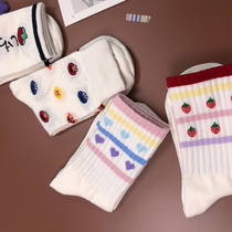 Left split home 2020 middle tube student Japanese sweet Korean version cute stockings Socks cartoon avatar personality movement