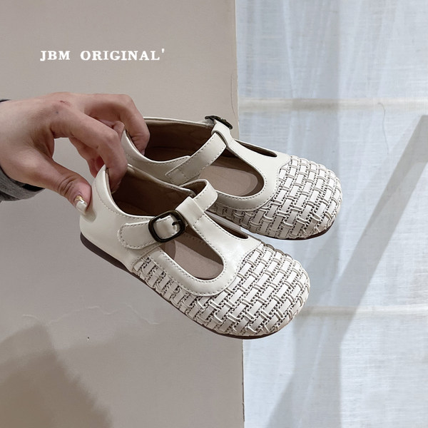 Mid-Year Big Sale~Spring and Summer Children's Princess Shoes, Korean Style, Fashionable and Versatile Small Leather Shoes for Older Girls, Velcro Single Shoes