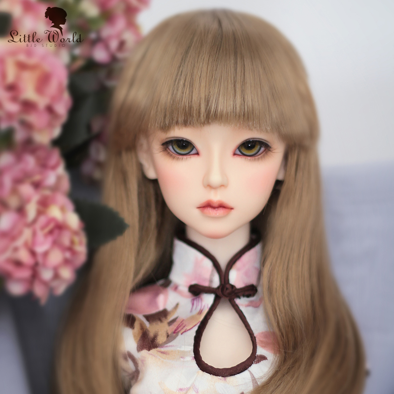 BJD 3 points big female imitation mohair super soft silk light brown wig medium length found in stock LittleWorldBJD