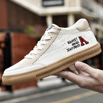 Breathable Mesh Face Small White Shoes Man Genuine Leather 2022 Summer Style Low Helper Board Shoes 100 hitch Han version Bull Fascia Bottom Inlen Casual Shoes