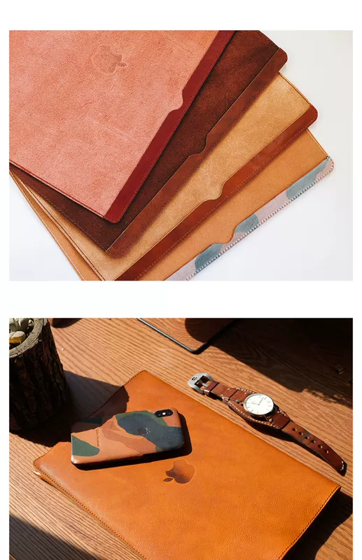 Vintage handmade apple laptop bag leather leather bảo vệ tất cả bao gồm MacBook pro air da bò - Phụ kiện máy tính xách tay