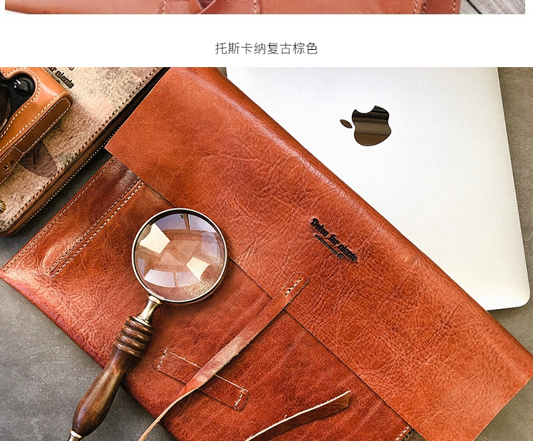 Vintage handmade da apple túi macbook pro air ipad liner túi tập tin túi ly hợp túi - Phụ kiện máy tính xách tay