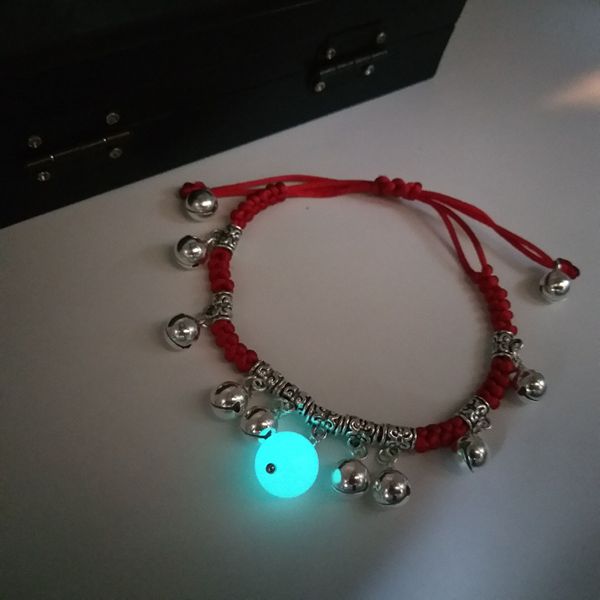 Phiên bản tiếng Hàn đơn giản bằng đá dạ quang đêm ngọc trai vòng chân vòng chân retro Sen dây đỏ đôi nam nữ tặng quà lắc chân nữ pnj