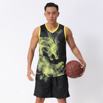 Dragon print basketball suit suit mens summer sweat plus size competition training Jersey personality customization student uniform print number