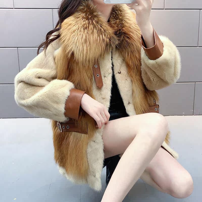 2021 winter new fur coat women's whole mink Jindao fox fur mink coat Haining luxury high-end young - Taobao