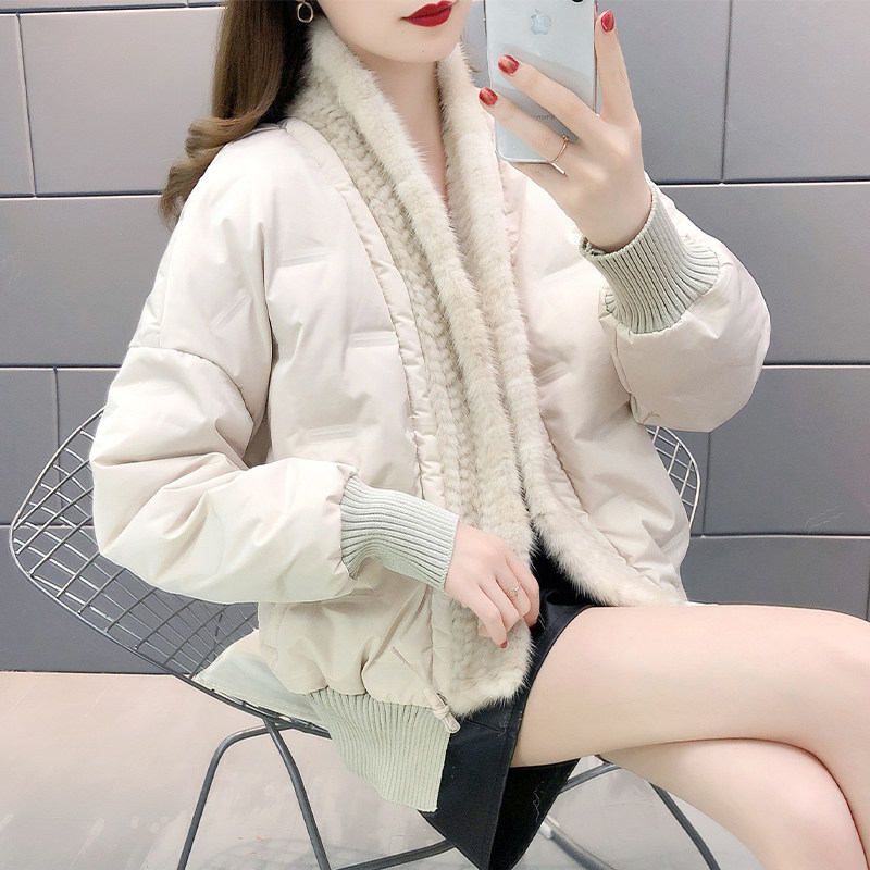 2021 new mink fur coat femininity young style Korean style real fur woven down jacket Haining hot style