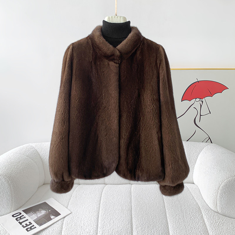 Mink fur coat female whole mink imports Purple Mark Water Mink Fur Straw Jacket 2023 New minimalist great Temperament Young-Taobao