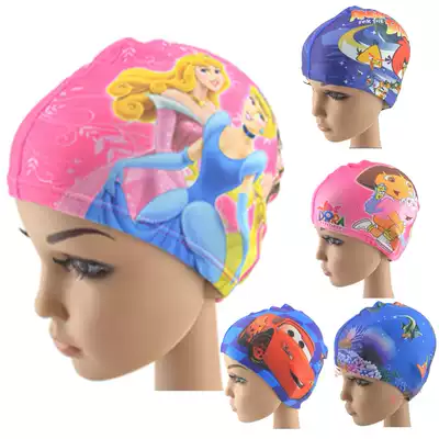 Special clearance children's swimming cap children's cartoon printing swimming cap men's and women's children's elastic cloth swimming cap