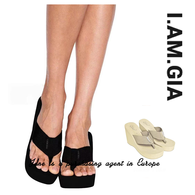 Currently in Stock, Direct Shipping from the Usa, Iamgia Niche New Style Spicy Girl Black and White Thick-Soled Wedge Flip-Flop Sandals