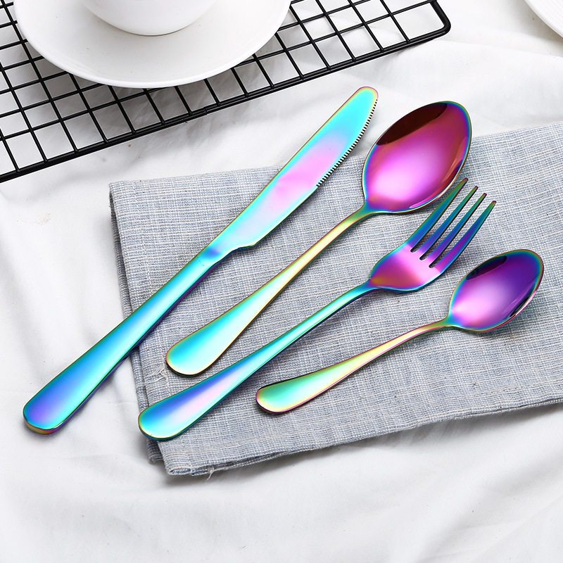 Golden Stainless Steel Western Meal Gift Box Mesh Red Bull Steak Knife Fork Spoon Three-Four Pieces Home Rice Spoon Creative Coffee Spoon