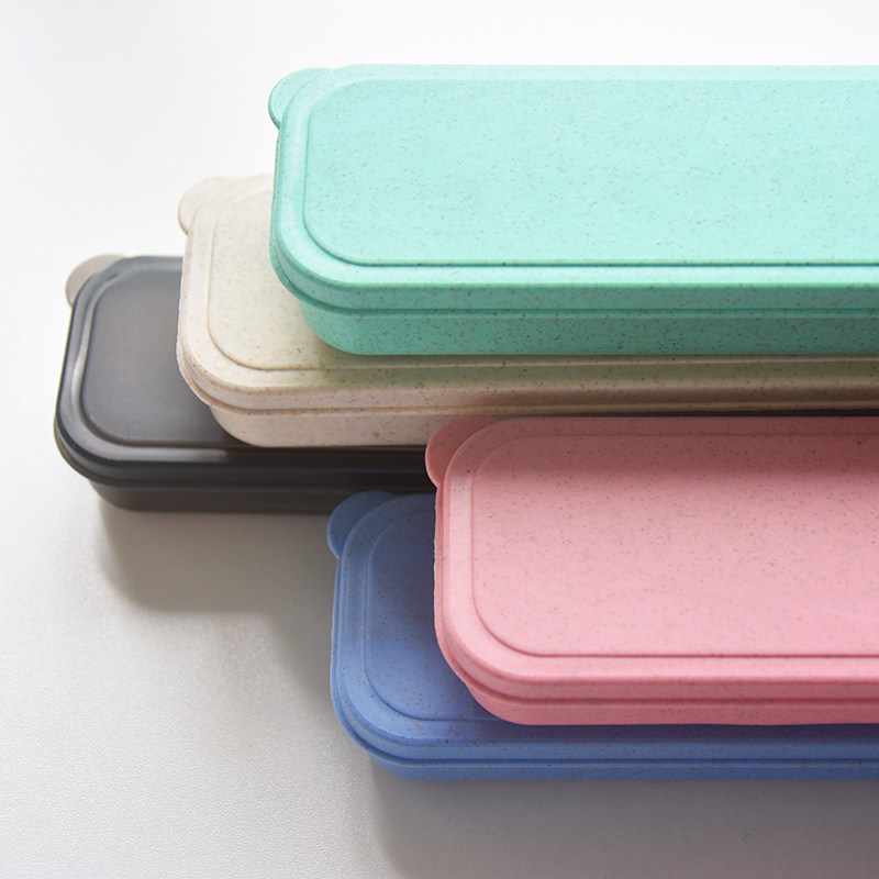 Large portable tableware box Net red wheat storage box Extended straw spoon chopsticks fork box Plastic box thickened