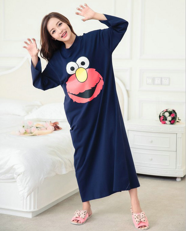 Phiên bản Hàn Quốc của váy ngủ nữ mùa thu tươi mới cotton dài tay dài mùa xuân và đồ ngủ mùa thu có thể mặc bên ngoài? đầm xòe đẹp