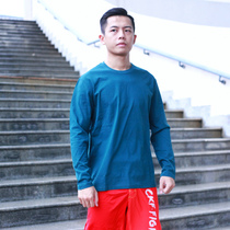 Pure cotton T-shirt male long sleeve sweatshirt autumn winter casual loose round neckline with simple and pure color beating bottom heavy and damp