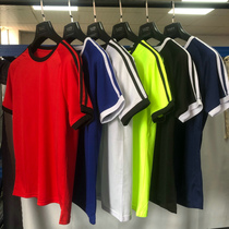 Sport T-shirt male retro three bar speed dry coat perspiration training running short sleeve striped casual blouse men