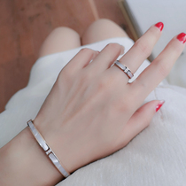 Natural female shell bracelet rose gold ring set titanium steel does not fade fashion wild hand jewelry Net Red