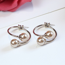 S925 sterling silver earrings after hanging double pearl earrings Korean fashion simple earrings short small earrings ear jewelry