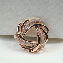 Fashion high-end dual-use silk towel buckle brooch womens T-shirt knotted buckle clip Joker sweater round corsage pin accessories