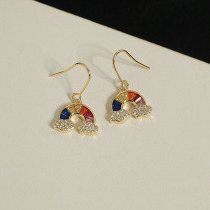 Exquisite Rainbow Earring Small Ear Fashion Fashion with Sweet Micro Zircon Flash Sense Fashion Ear