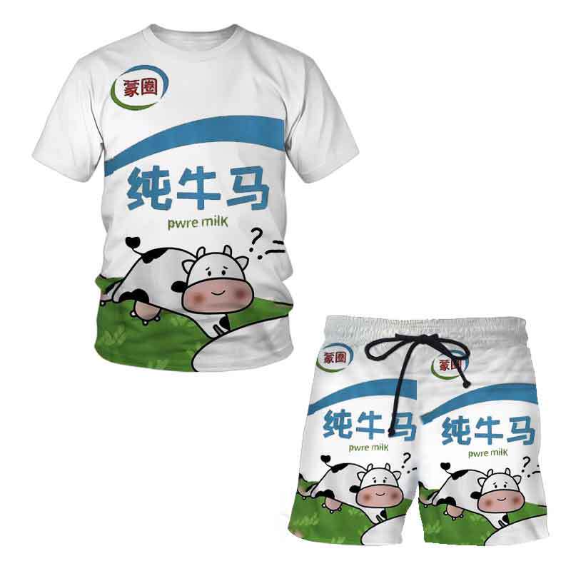Summer Hot-Selling Blind Box Pure Cow and Horse 3D Printed Short-Sleeve and Shorts Two-Piece Set, Unisex, Funny Emoji Outfit Summer Hot-Selling Blind Box Pure Cow and Horse 3D Printed Short-Sleeve and Shorts Two-Piece Set, Unisex, Funny Emoji Outfit