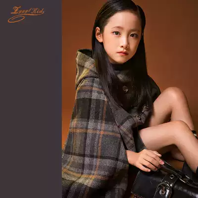 ZYYGL sister grid big child Plaid cloak European and American foreign girl woolen coat 2021 loose woolen coat