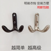 American minimalist black hanging clothes hook shoe cabinet wardrobe clothes hanger hook door single key hook Nordic free of punch