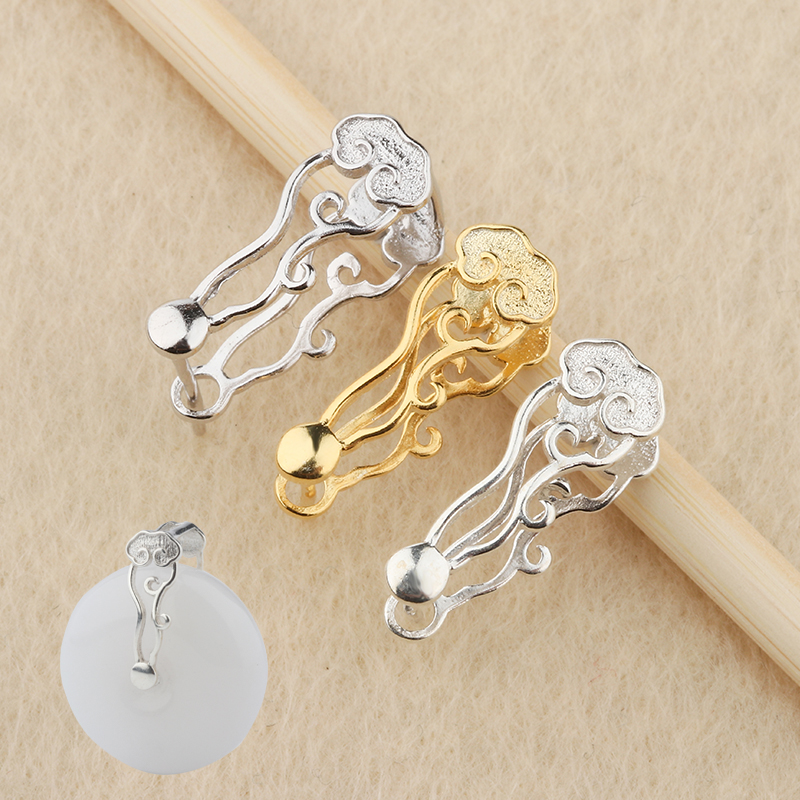 Family Xiang Ping An buckle clip button S925 pure silver buckle pendant pendant with jade green jade crystal Xiang Cloud belt head