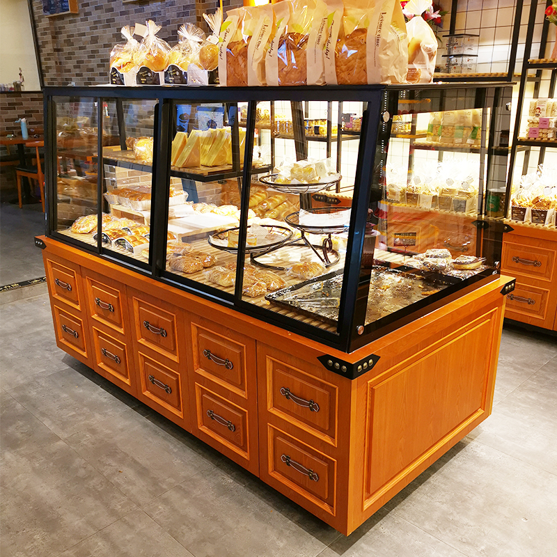 Bread cabinet, bread display cabinet, side cabinet, solid wood iron cake shop, commercial new bread rack