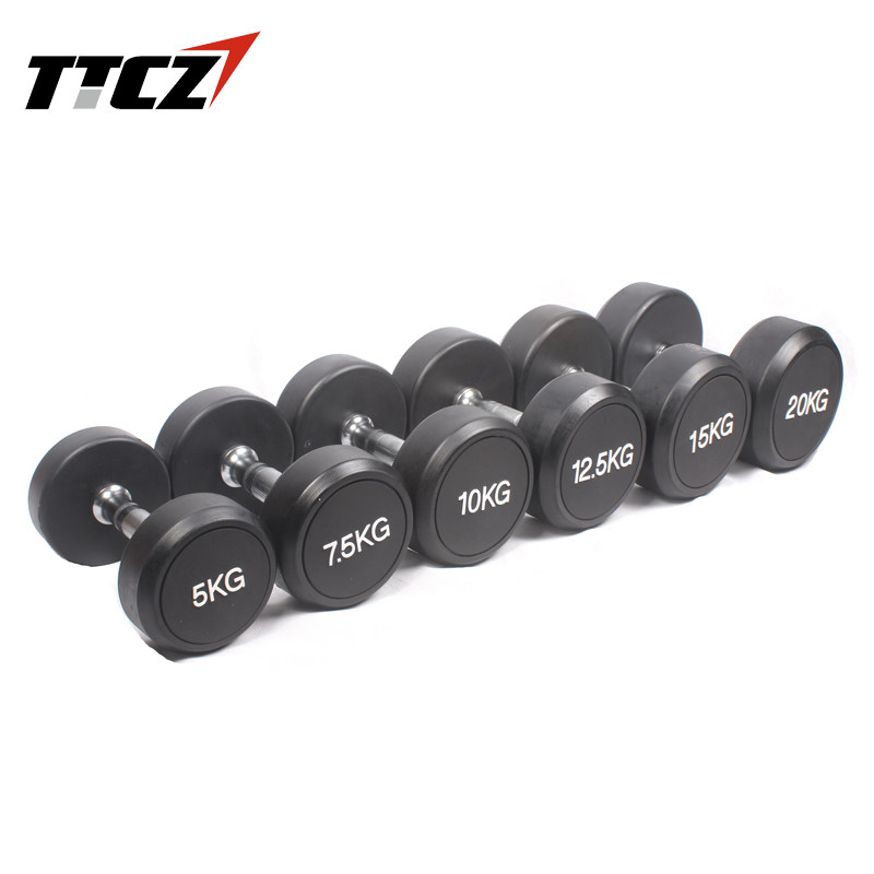 Commercial foot weight round head rubber dumbbells Men's fitness dumbbells 10kg15kg20kg kg Commercial gym