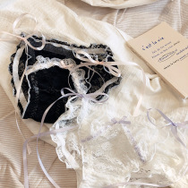 Sexy Perception Lace Fabric with Low Waist Triangle Bow Pure Breathable Breathable Comfort Pack Pants