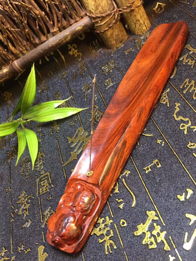 Small Leaf Purple Sandalwood Wood Carving Lexie Wire Incense Stove Sleeper oven Home Indoor Zen Serve Incense Stick-scented Incense Burner