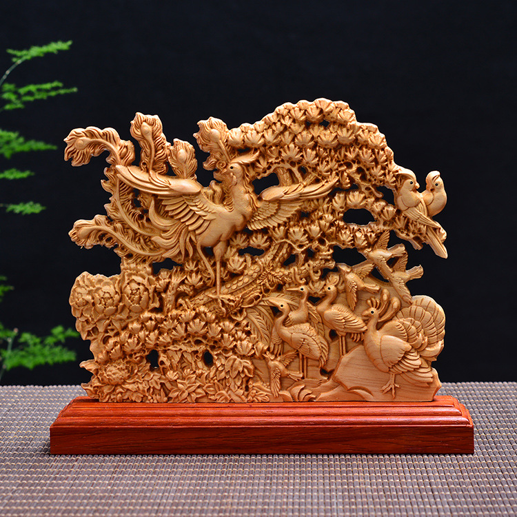 Cliff Berly Yellow Poplar Wood Carving for a Pinewood Engraving Home Living Room Adornment Phoenix for a birthday present