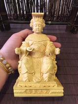  Poseidon Mazu Boxwood carved Mazu statue of the Virgin of Heaven Meizhou Mazu Solid wood carved Tianfei Mazu