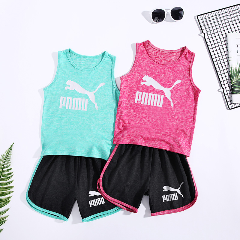 Children's quick-drying clothes boys summer suits girls 2022 new summer outdoor vest sports children's two-piece suit