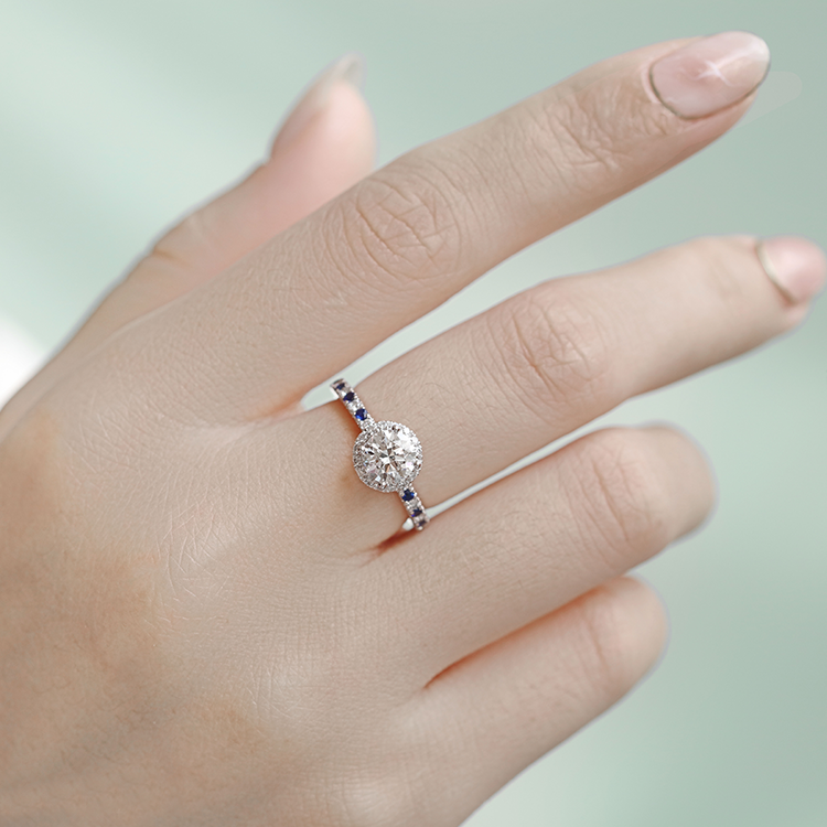 SOAII's first love diamond luxury style-vows series-Blue Romantic Diamond Ring Custom