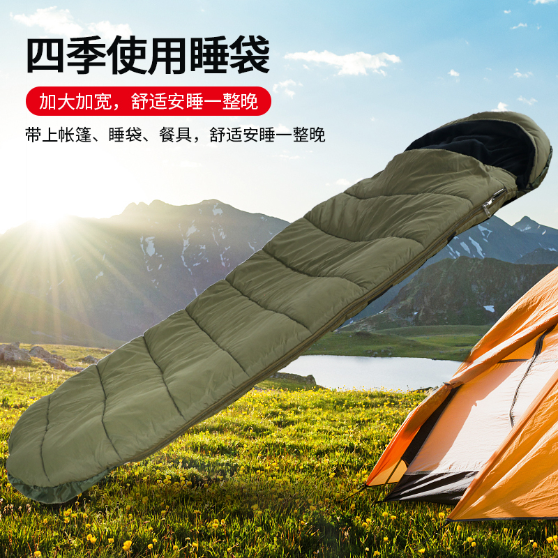 European Fleece sleeping bag large splash-proof adult camping adult single male widened winter thickened cold warm