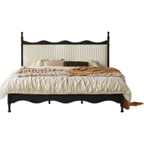 Lins Home French Retro Style Fabric Bed Girls Bedroom 2024 New Master Bedroom King Bed Double Lins Wood Industry
