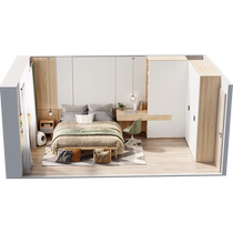 Lins home flat door wardrobe desk integrated drawer storage cabinet home bedroom bedside wardrobe customization