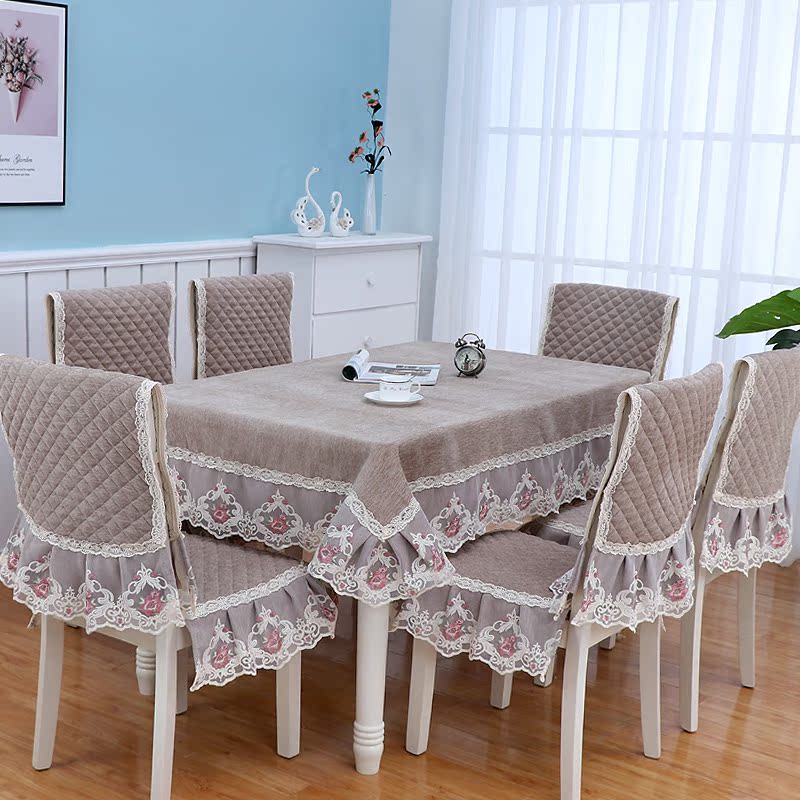 Khăn trải bàn vải bọc ghế ghế ăn gia đình bàn ghế bao gồm phổ quát Trung Quốc ghế ăn đệm đặt đơn giản hiện đại vải trải bàn
