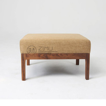 ZM pure solid wood black walnut sofa stool foot pedal Oak footstool Japanese style simple single sofa stool