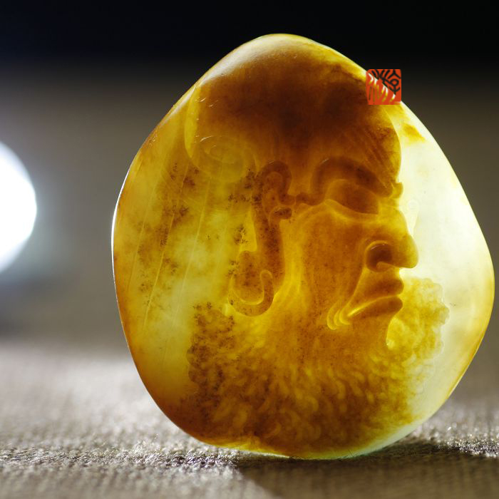 (Ziyou Yufang) Enlightenment Xinjiang Hetian Jade Seed Material Pendant Huangqin Exquisite Craftsmanship (On Sale)