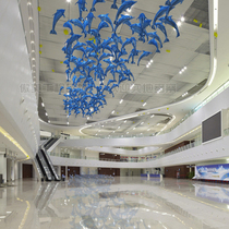 Marine Themed Decoration Pendant Ceiling Glass Dolphin Creative Pendant Hotel Mall Stairway Aerial Hanger