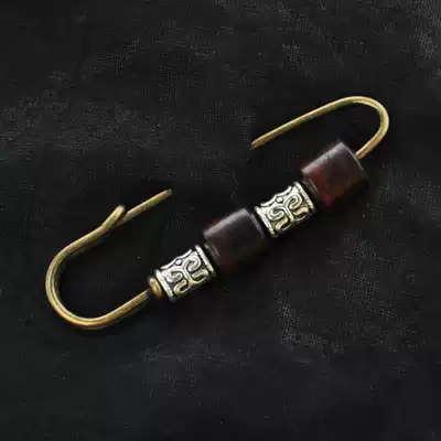 Retro Miao silver warp tube sandalwood beads brooch pin sweater open evil original handmade jewelry