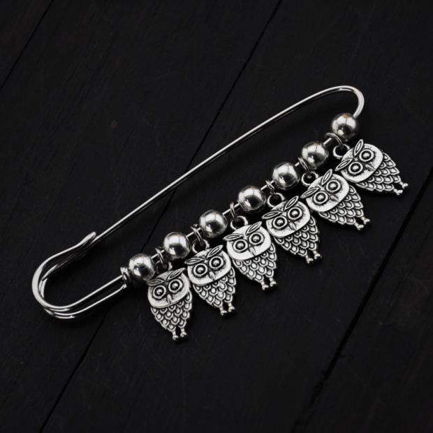 Vintage cây gió gió hạt giống bạc chuyển hạt lớn trâm cài áo len khăn quàng cổ may mắn ác ngày lễ nữ - Trâm cài huy hiệu cài áo